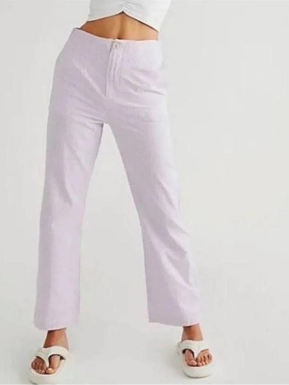 Free People Lilac Kate Micro Plaid Straight leg pant